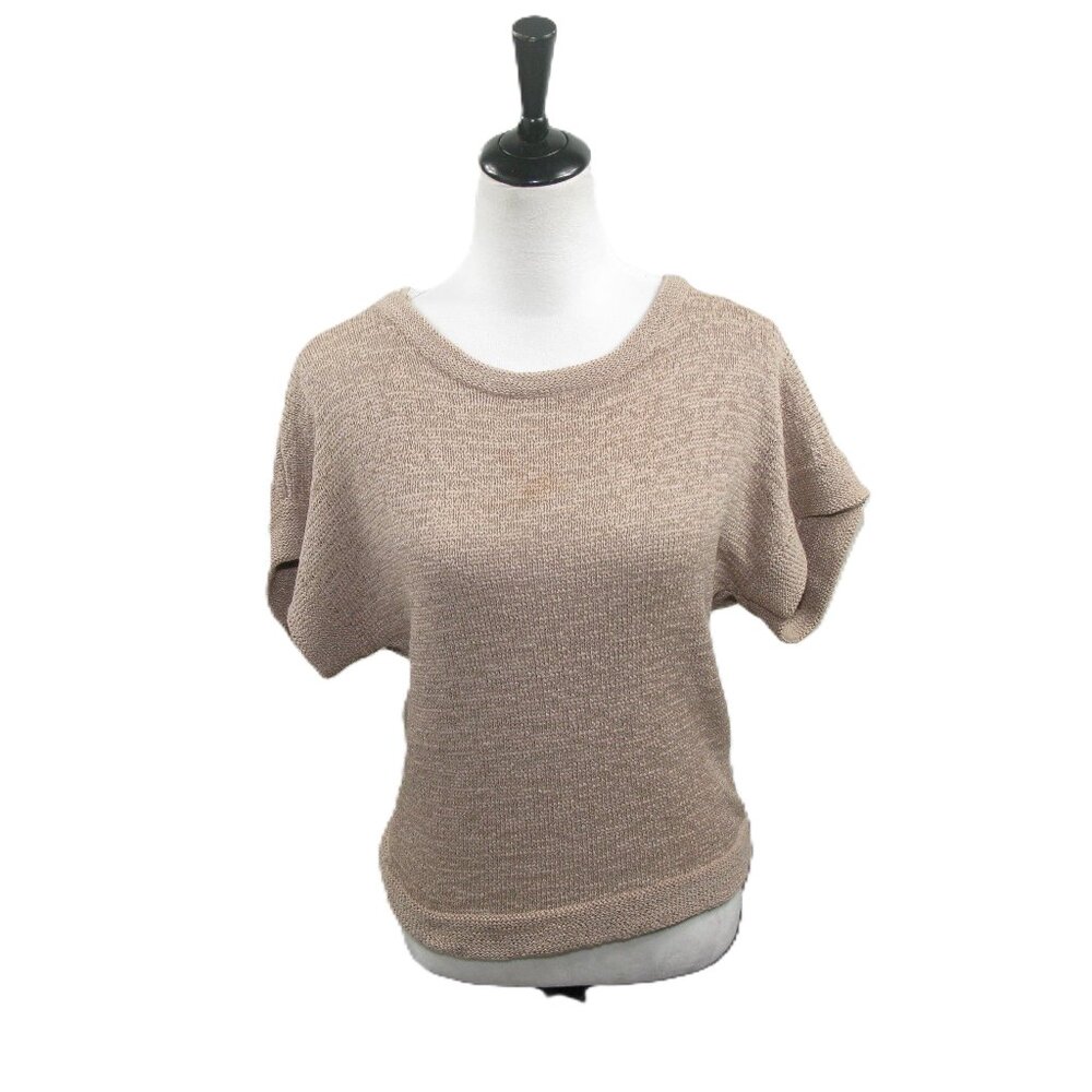 WD.NY Tan Summer Short Sleeve Sweater Size Medium